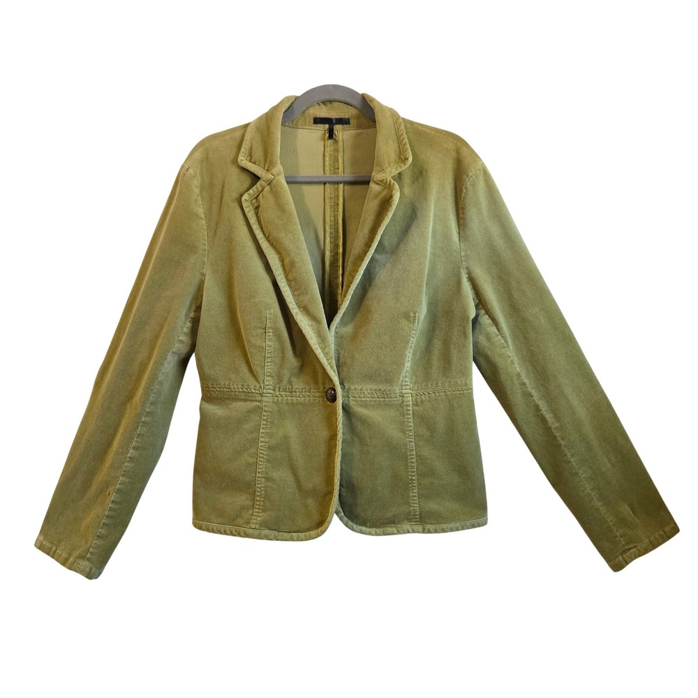 Theory Womens Corduroy Blazer Jacket Chartreuse Green Single Button Size 10